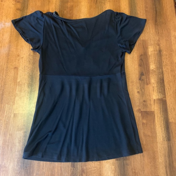 LOFT Blouse Small Black Beaded Velvet Trim - Picture 7 of 8